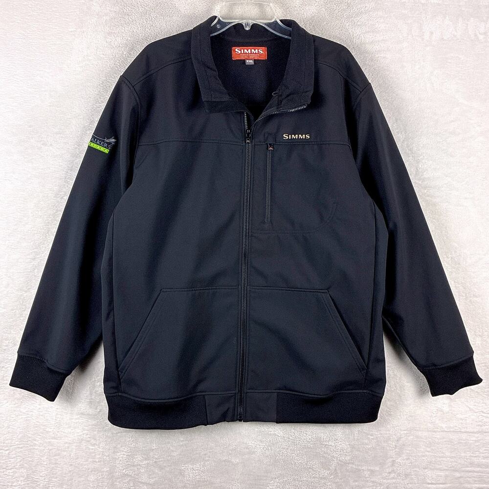Simms Jacket Mens XXL Black Rogue Fleece Softshell Fishing Outdoors Preppy